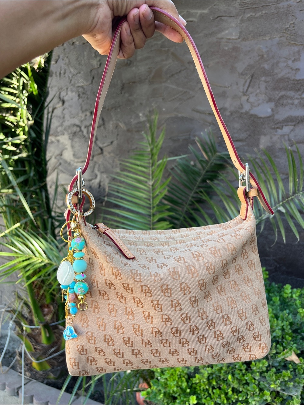 Dooney & Bourke Vintage Signature Monogram Canvas Shoulder Purse